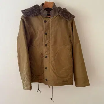 카키 밀리터리 자켓 플리스 후드 부착