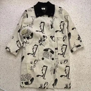 빈티지 BARTH 아트 프린트 롱 코트 S