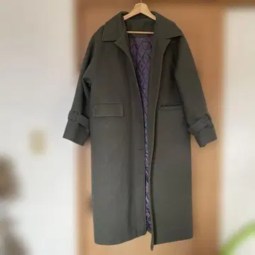 그레이 울 혼방 롱 코트