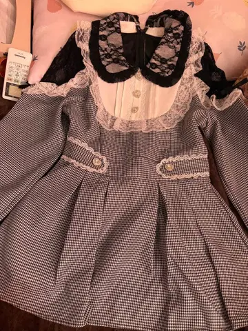 소매 레이스 절개 요크 프릴 원피스