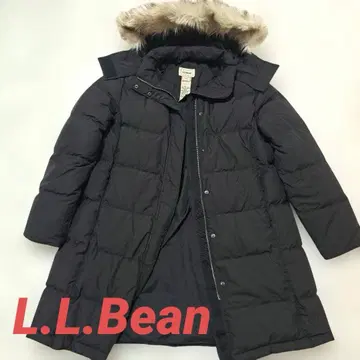 새상품급 L.L.Bean 다운 롱 코트 퍼 포함 블랙 L [ a-78 ]