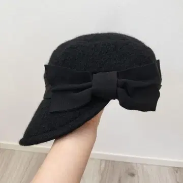 카시라 리본 헌팅 캡 블랙