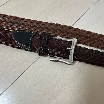 다크 브라운 뜨개질 가죽 벨트 80cm