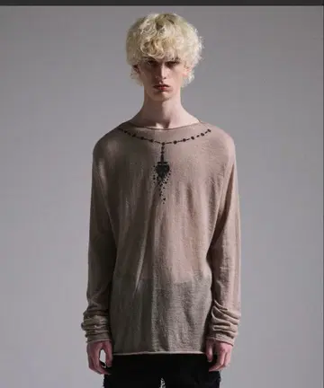 GRANCY 프린트 디자인 시어 니트