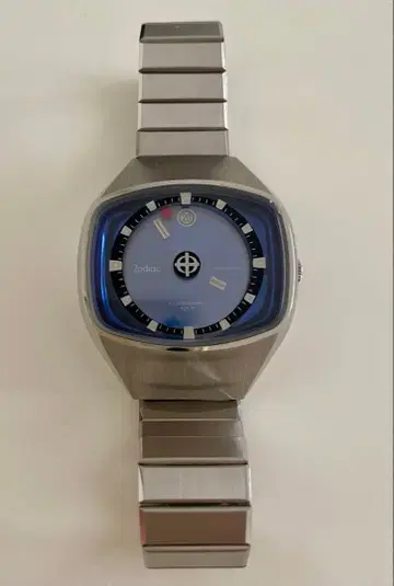 Zodiac 자동 와인딩 손목시계 스퀘어형 블루