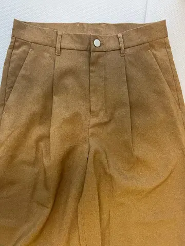 브라운 플리츠 와이드 팬츠