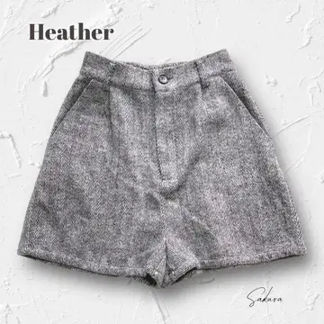 Y5753 [헤더] 울 혼방 숏팬츠 리본 그레이 계열 가을/겨울 레이어드