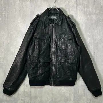 빈티지 A-2 가죽 자켓 블랙 리브 S