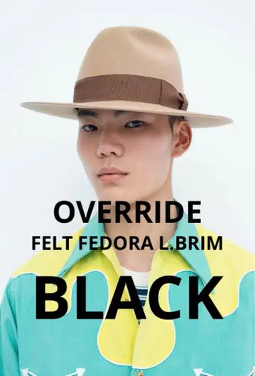 OVERRIDE 오버라이드 FELT FEDORA L.BRIM 블랙