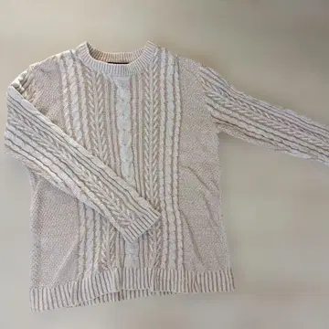 새상품급/VENCE EXCHANGE 베이지 케이블 니트 M