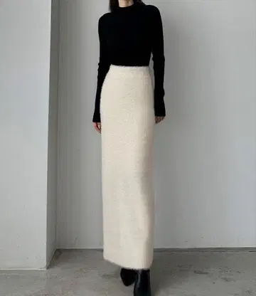 샤기 니트 펜슬 스커트 M