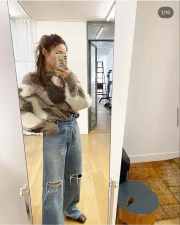 Ungrid 언그리드 샤기 자카드 니트 샤기 니트