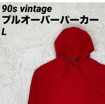 풀오버 후드티 후드 무지 디자인 90s 빈티지 레드