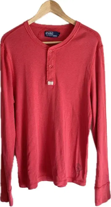 빨간색 헨리넥 긴팔 티셔츠