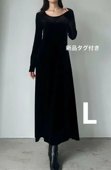 새상품 벨로아 세미 플레어 원피스 블랙 Louere 원피스 벨로아