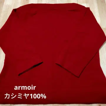 armoir 빨간색 캐시미어 100% 7부 소매 보트넥 니트 스웨터