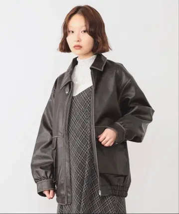 RayBEAMS 인조 가죽 플라이트 자켓/다크 브라운/0 사이즈