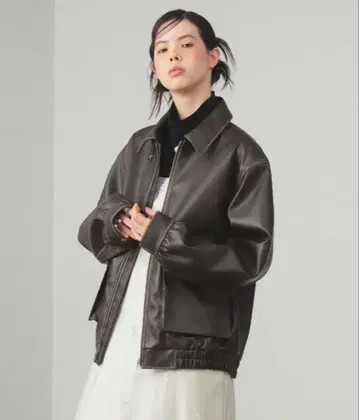 RayBEAMS 인조 가죽 플라이트 자켓/다크 브라운/0 사이즈