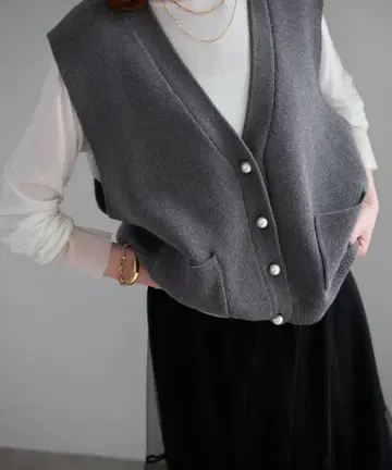 슬로브 이에나 펄 니트 베스트 그레이