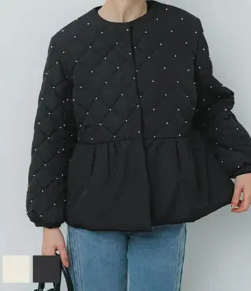 coca 펄 퀼팅 티어드 블루종