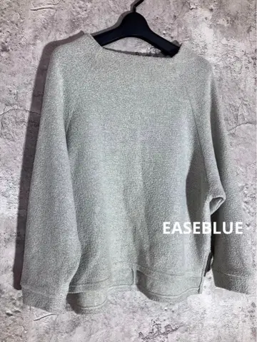 EASEBLUE 보아 소재 라이트 그레이 긴팔 스웨터 니트 상의