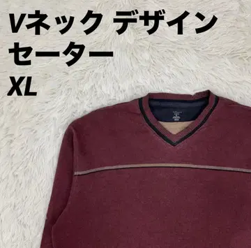니트 스웨터 V넥 디자인 레드 XL 사이즈 남성용 남녀 공용