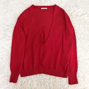윔 가젯 실크 블렌드 V넥 니트 풀오버 레드 빨간색 프리