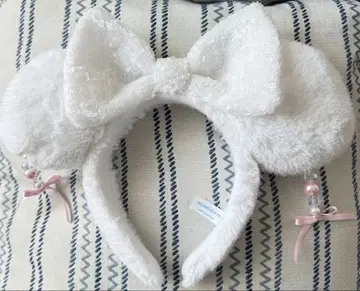 디즈니 Disney 머리띠 복슬복슬 비즈 포함 화이트