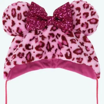 도쿄 디즈니 리조트 미니 팬캡 레오파드 무늬 핑크