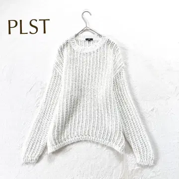 플라스테 시스루 니트 루즈 실루엣 ( M ) 화이트 코튼 혼방