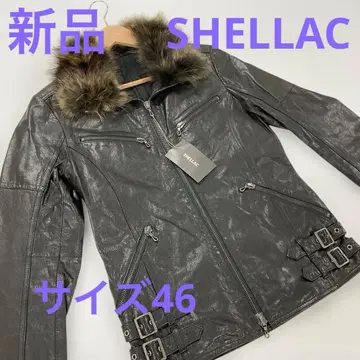 새상품 SHELLAC 퍼 달린 가죽 라이더 자켓 46 #3196