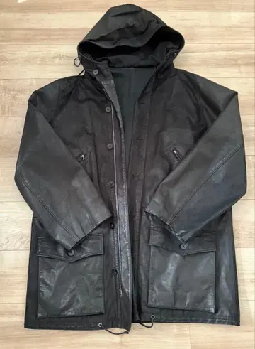 Agnes b. 에네스베 가죽 코트 homme 사이즈 2 레어 후드 부착