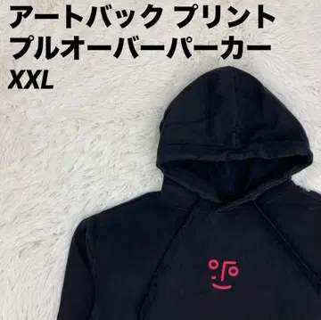 풀오버 후드티 후드 아트 백 프린트 블랙 XXL 사이즈
