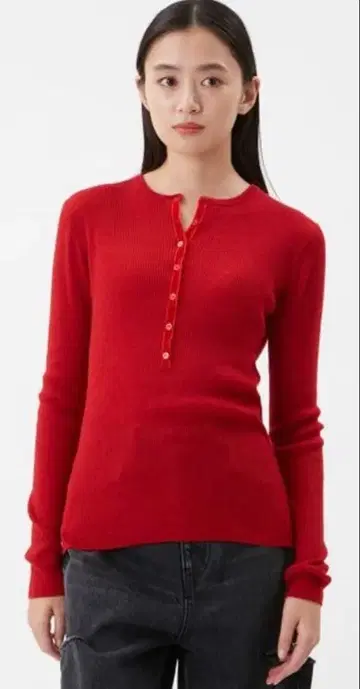 [ 택 포함 미사용 새상품 ] mila owen 벨로아 헨리넥 리브 니트