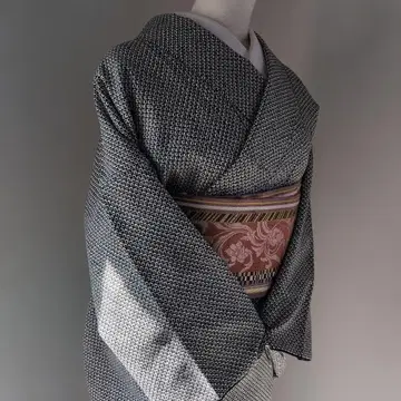 블랙 화이트 기하학 패턴 코몬 기모노