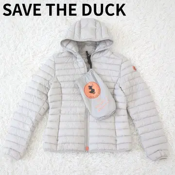 미사용급 SAVE THE DUCK 후드 다운 자켓 라이트 그레이 M