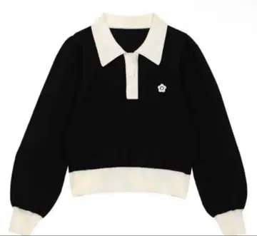 MARY QUANT 바이컬러 데이지 폴로 긴팔
