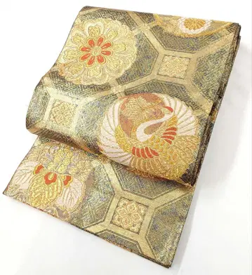 FN12056c 기모노 순수 실크 후쿠로 오비 육통 패턴