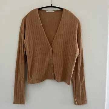 MACPHEE 베이지 V넥 긴팔 가디건