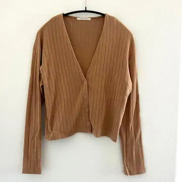 MACPHEE 베이지 V넥 긴팔 가디건