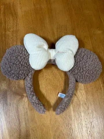 미키 귀 머리띠 아이보리 리본 포함