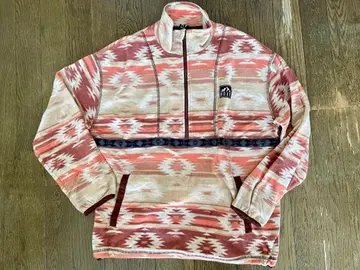 ROXY 플리스 스웨트 오렌지 계열 기하학 패턴