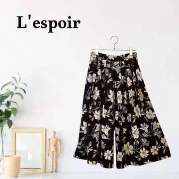 zG647 [ L ] espoir 와이드 레그 큐롯 꽃무늬 하이웨스트