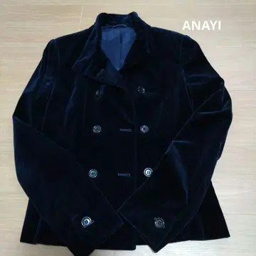 ANAYI 네이비 벨벳 더블 브레스트 자켓