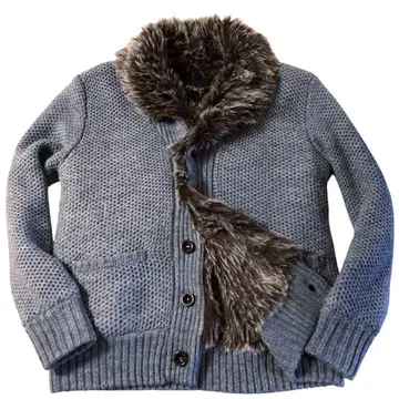 Y2K 헤이세이 갸루 퍼 니트 자켓 가디건 그레이 4