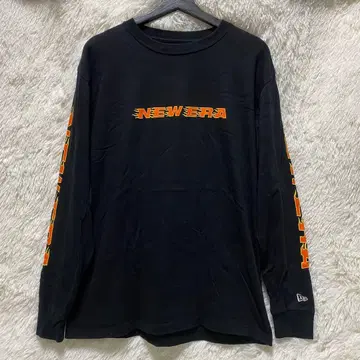 새상품급 뉴에라 긴팔t셔츠 파이어 패턴 블랙 XL 사이즈