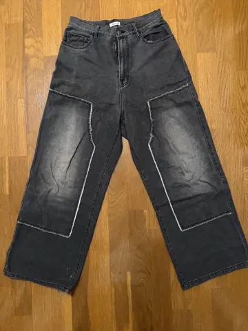 다크 그레이 와이드 레그 데님