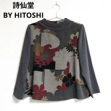 0414 시선당 BY HITOSHI 크레이프 원단 꽃무늬 긴팔 블라우스