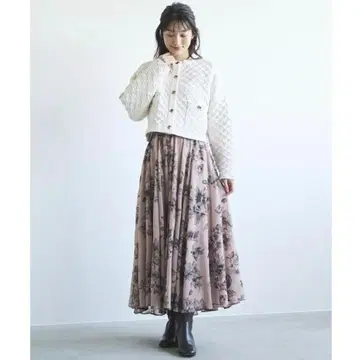 코코딜 플로키 플라워 플레어 스커트