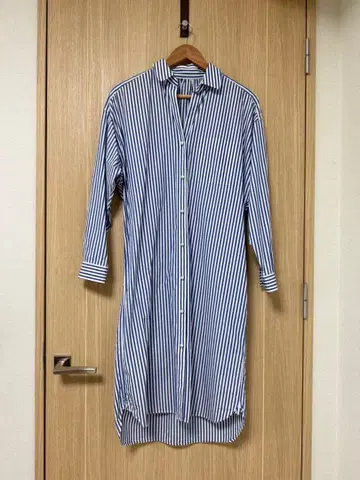 spick&span 스트라이프 셔츠 원피스 펄 버튼